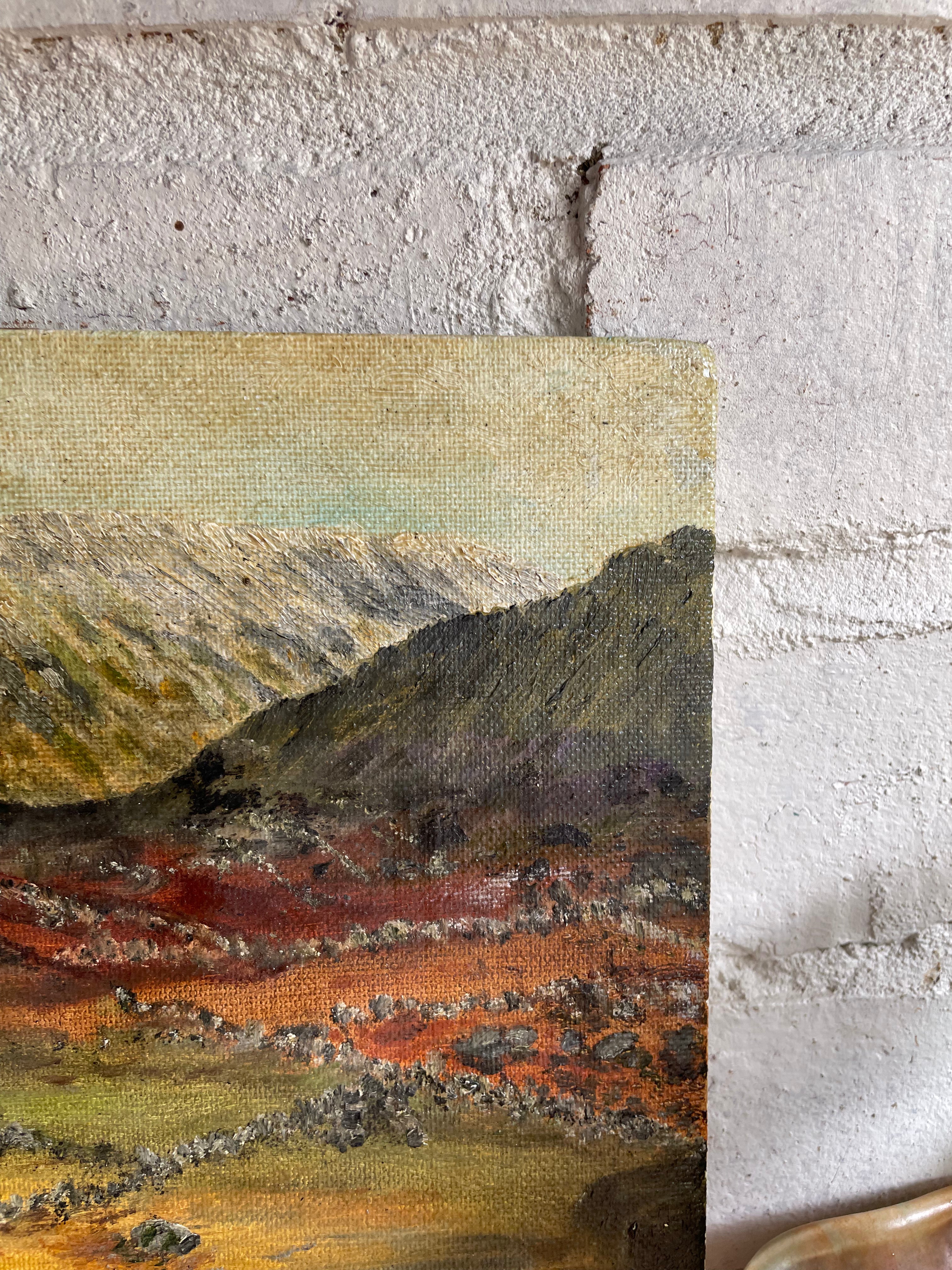 Mountains and Sky: Small Oil Painting on Board