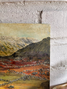 Mountains and Sky: Small Oil Painting on Board
