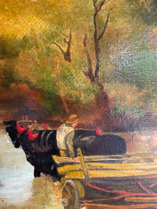 Crossing the River: Large Oil on Board