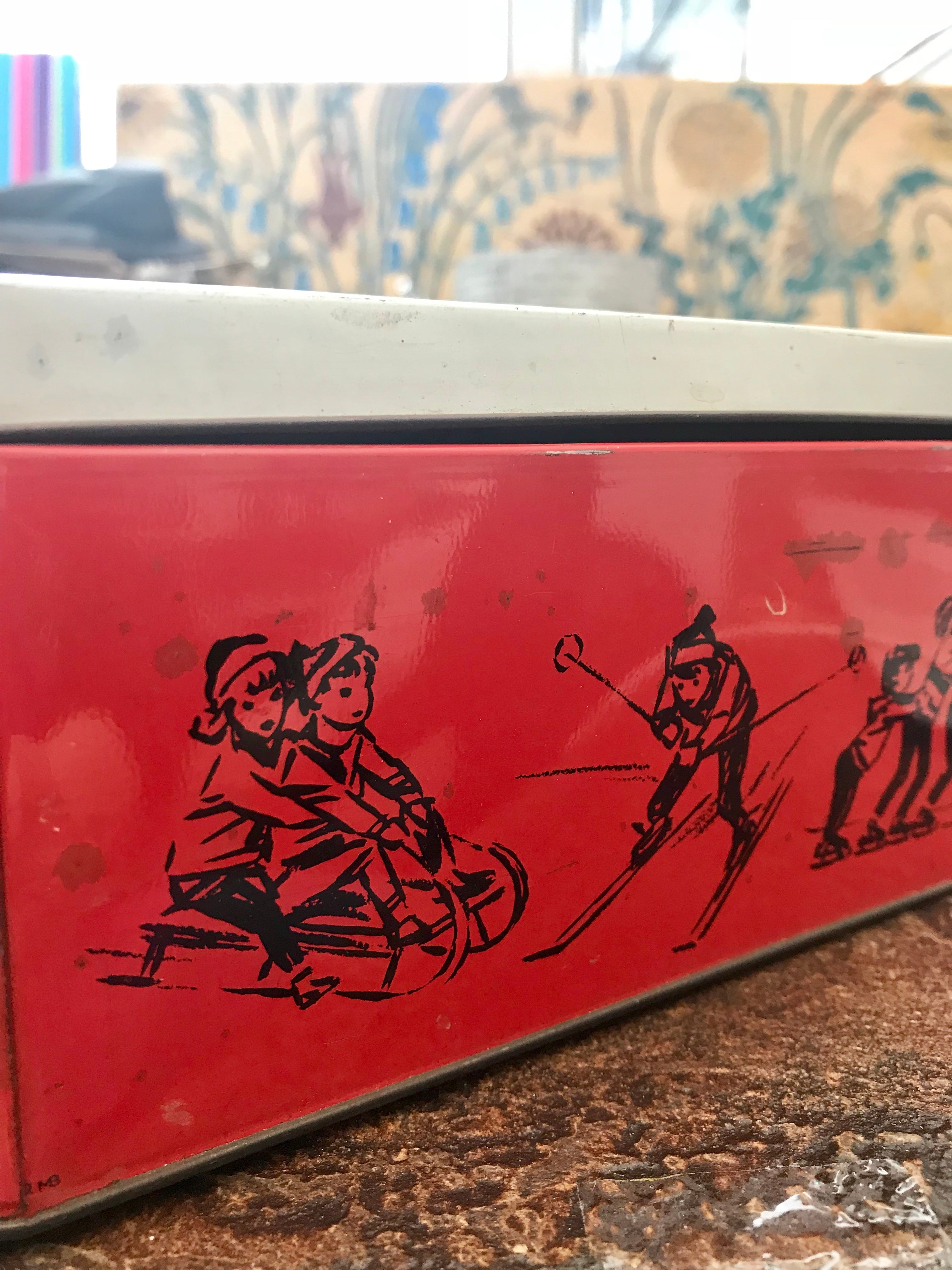 Vintage Biscuit Tin (Ski Imagery)