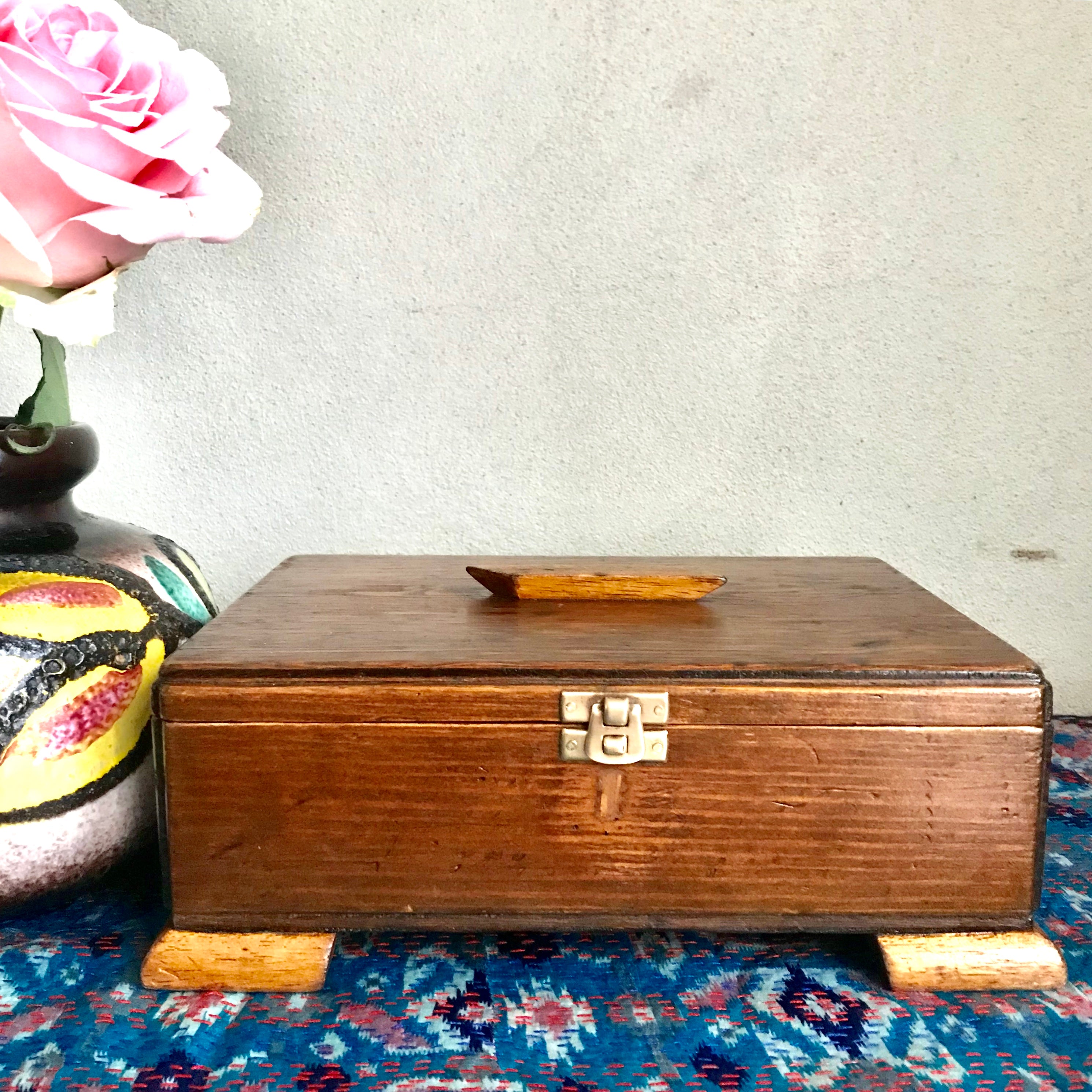 Vintage Wooden Box with metal clasp