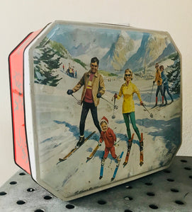 Vintage Biscuit Tin (Ski Imagery)