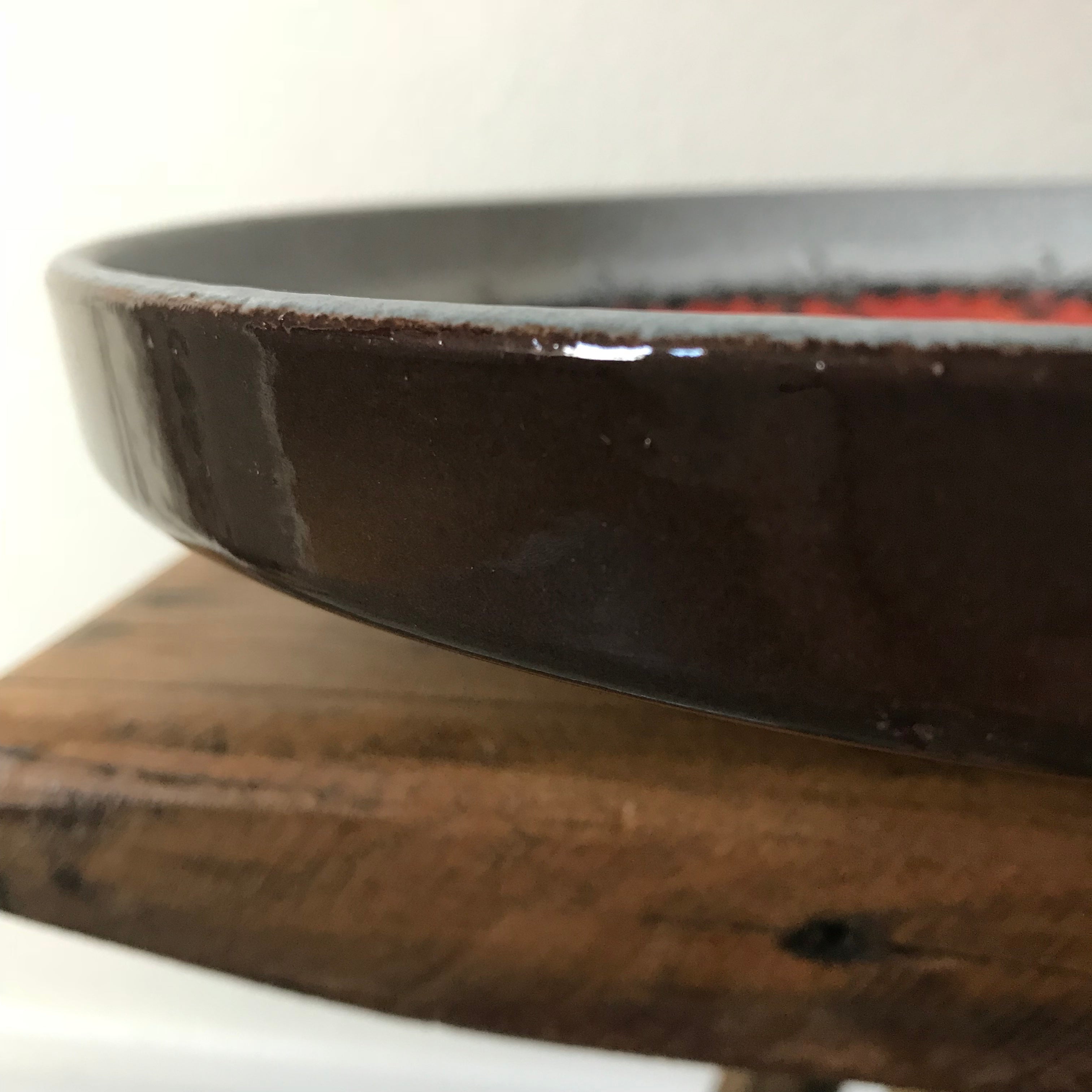 1970s West German Large Orange & Grey Decorative Plate