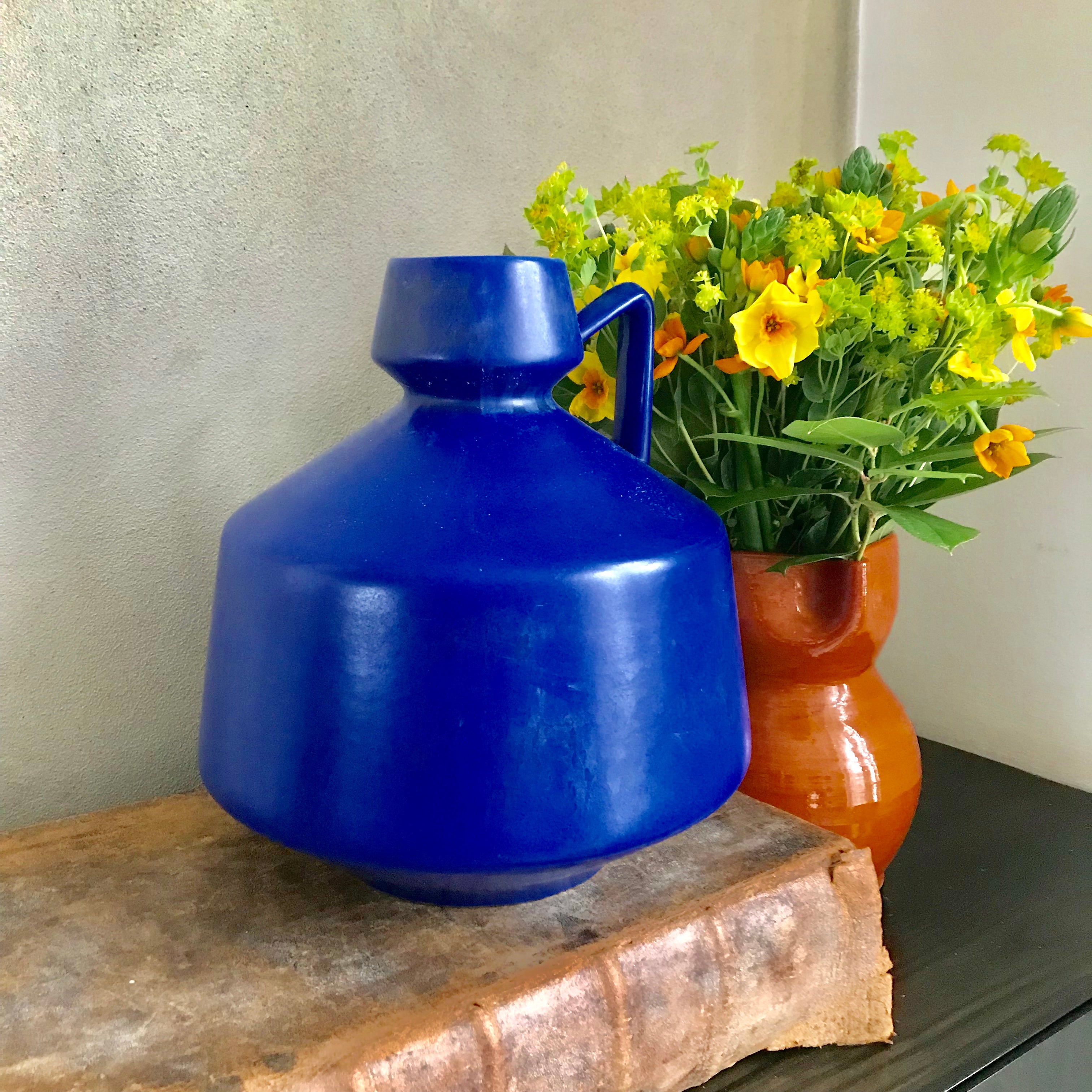 1970s Bright Blue West German Vase