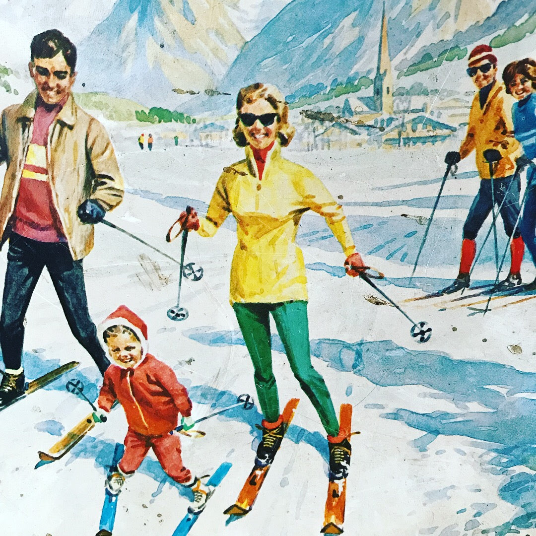 Vintage Biscuit Tin (Ski Imagery)