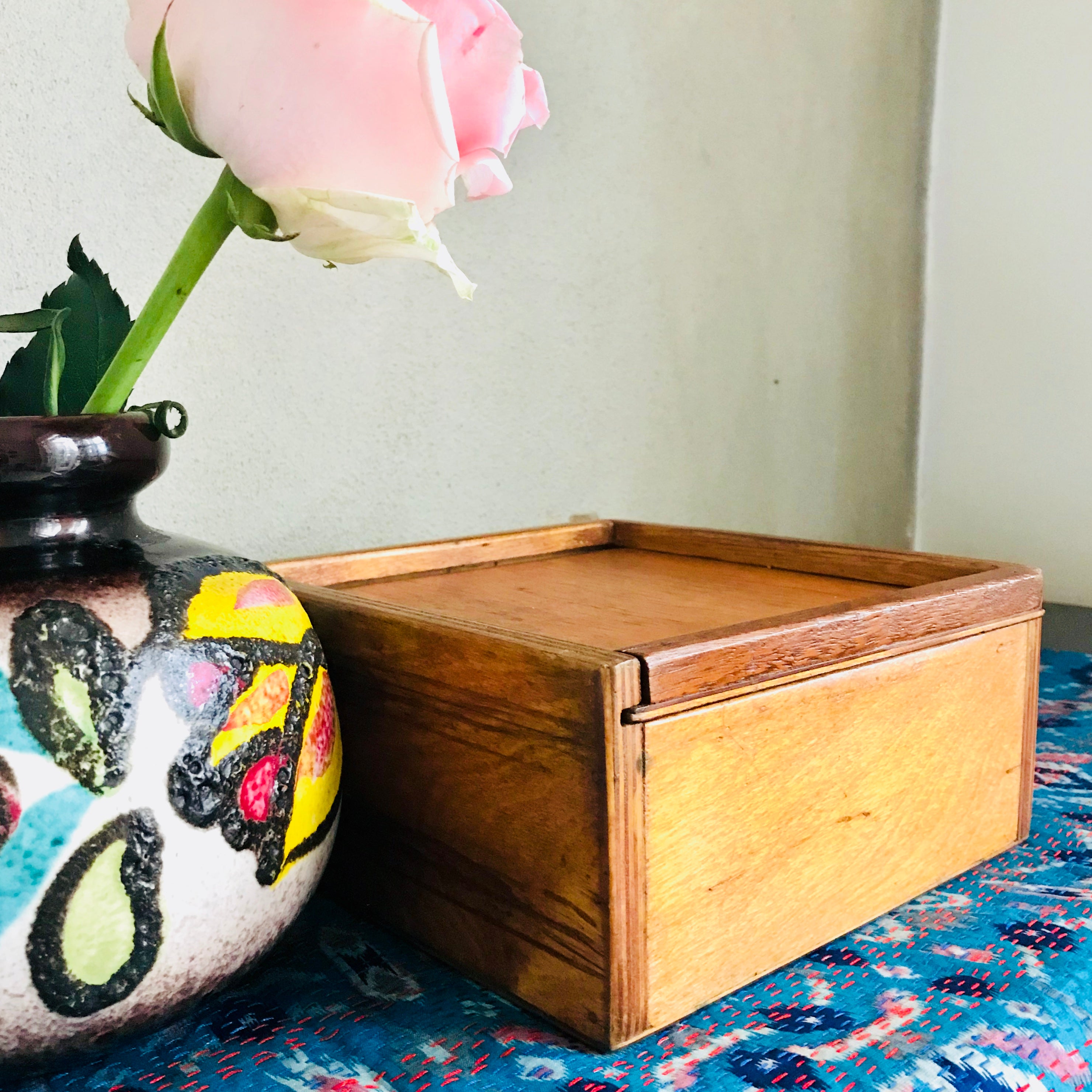 Vintage Wooden Box with sliding lid