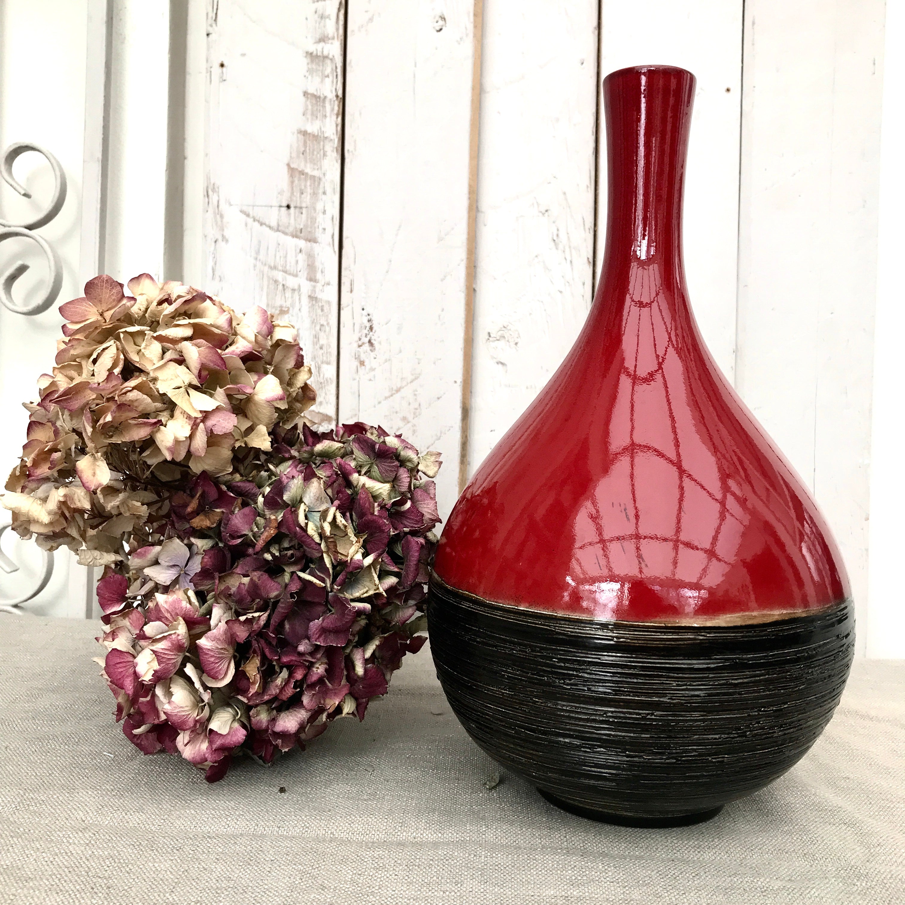 Red and Black Ceramic Vase
