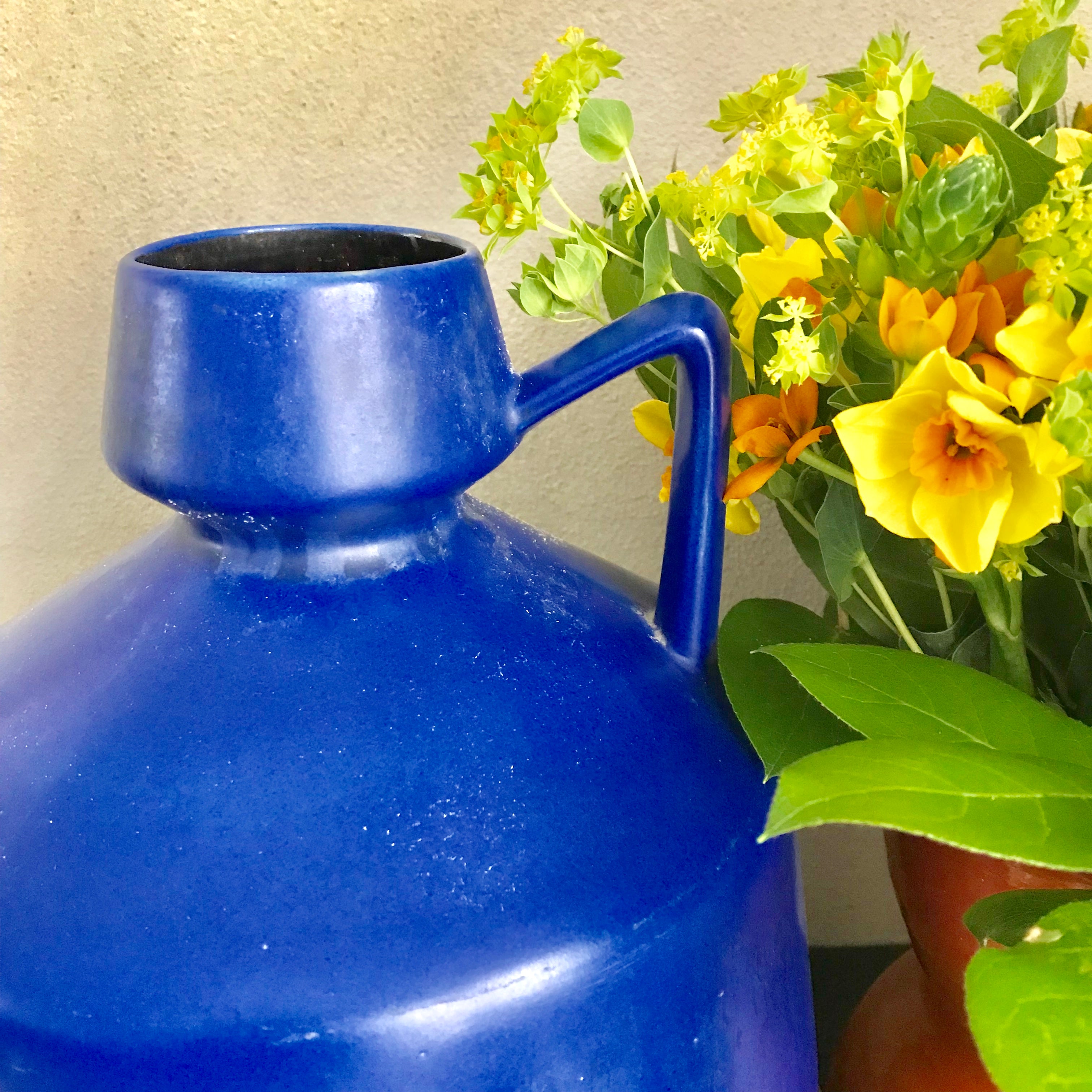 1970s Bright Blue West German Vase
