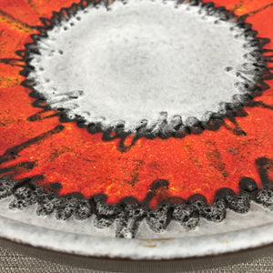 1970s West German Large Orange & Grey Decorative Plate