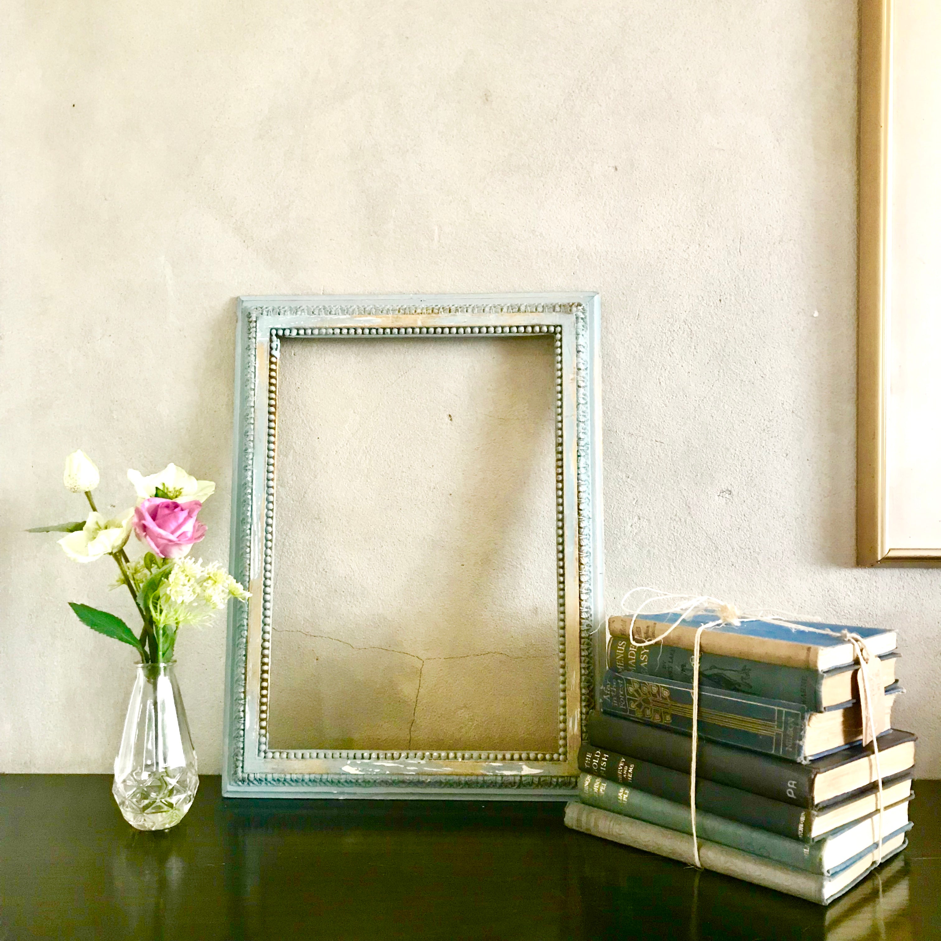 Blue Vintage Wood Frame with Decorative Detail