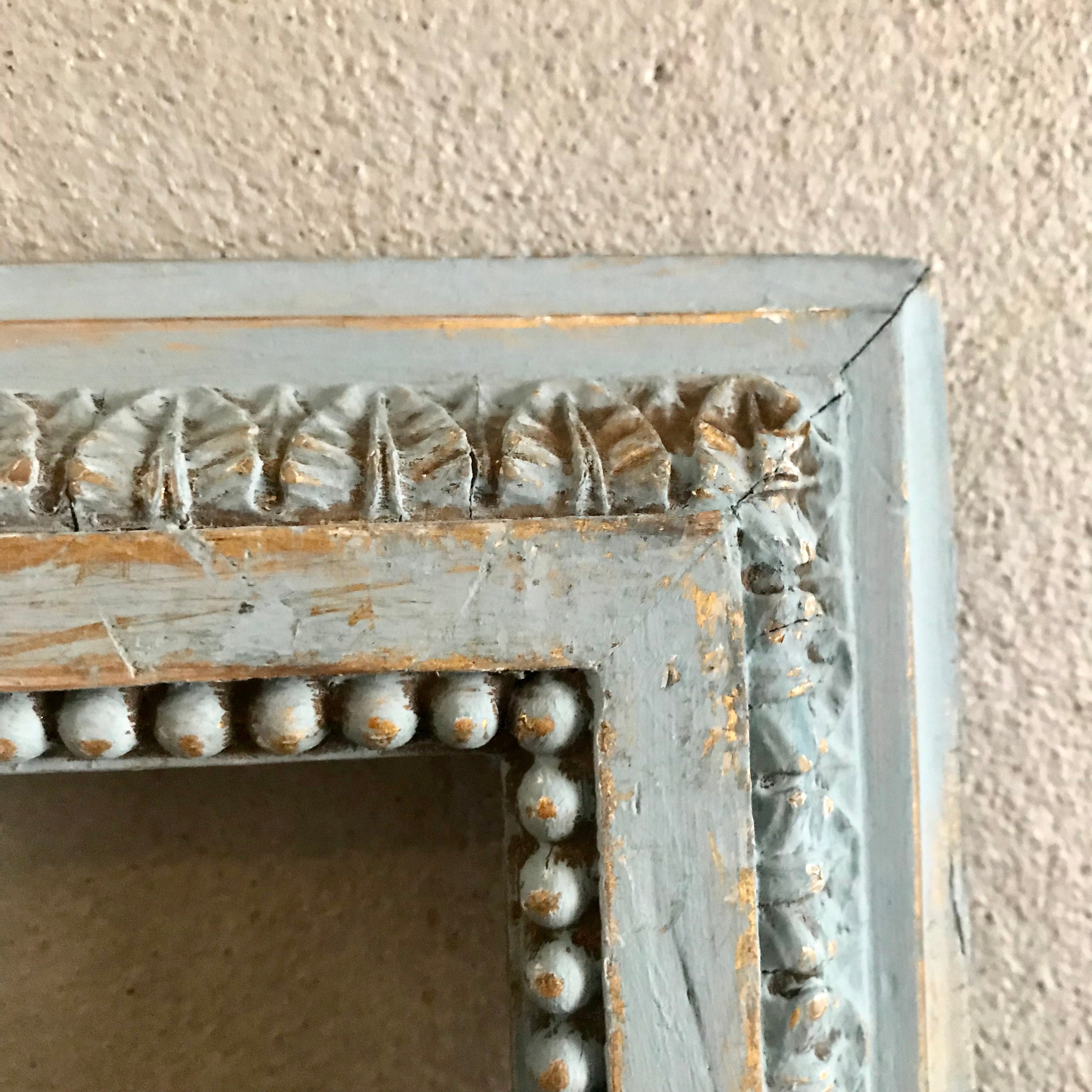 Blue Vintage Wood Frame with Decorative Detail