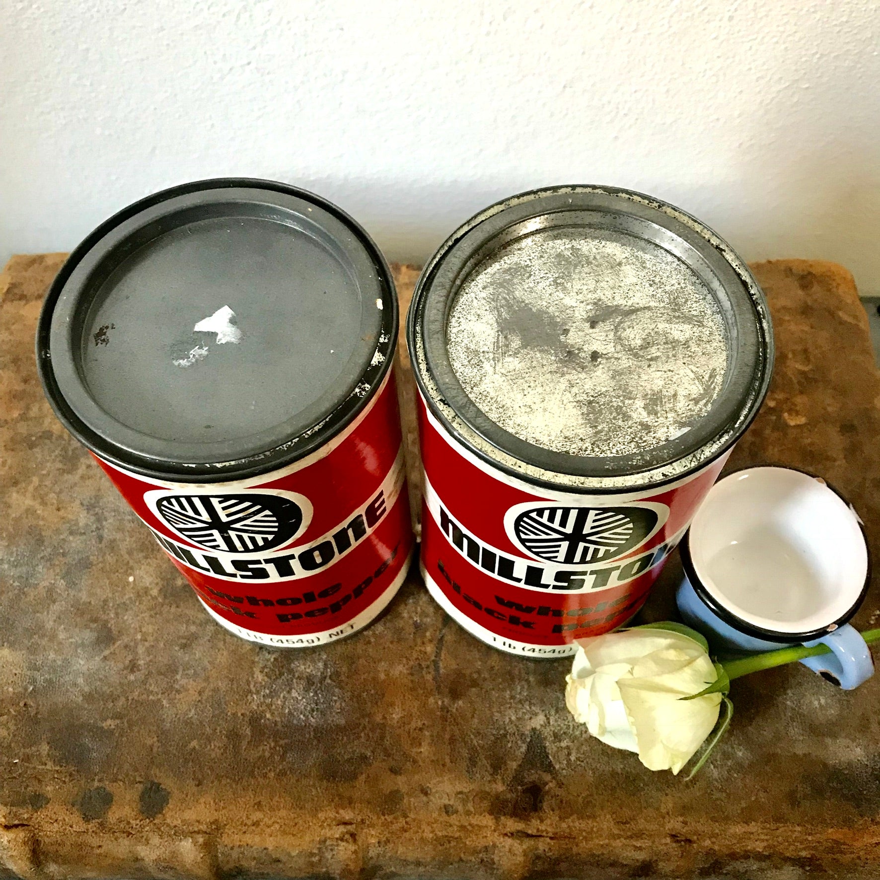 Pair of Vintage Black Pepper Tins