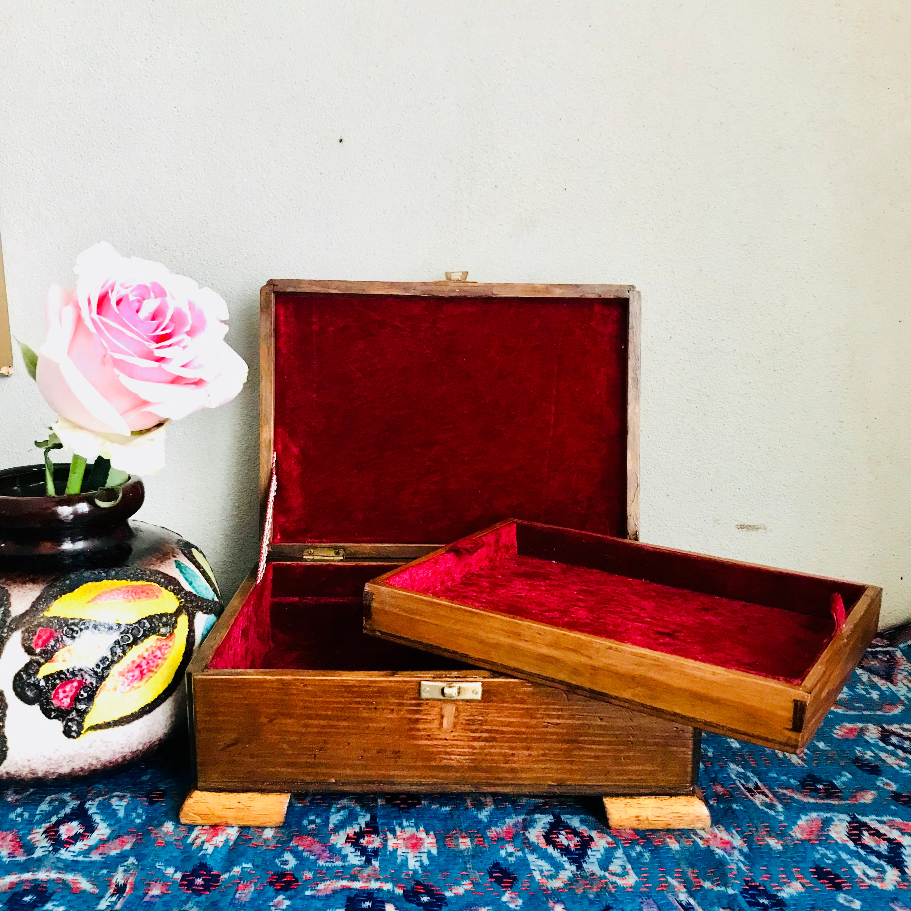 Vintage Wooden Box with metal clasp