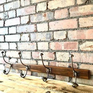Vintage Wooden Coat Rack with 4 metal hooks