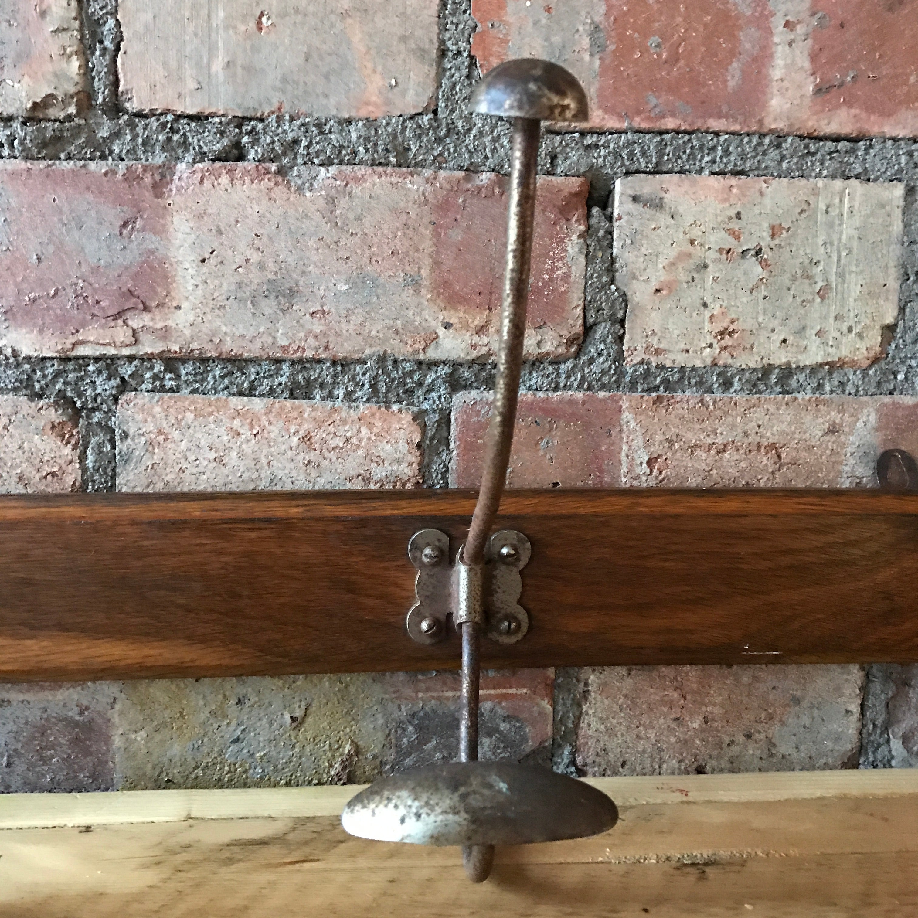 Vintage Wooden Coat Rack with 4 metal hooks