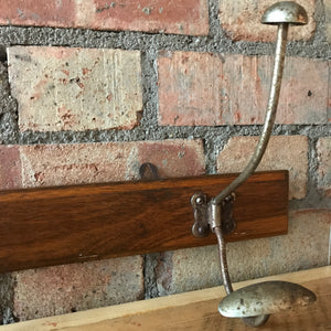 Vintage Wooden Coat Rack with 4 metal hooks