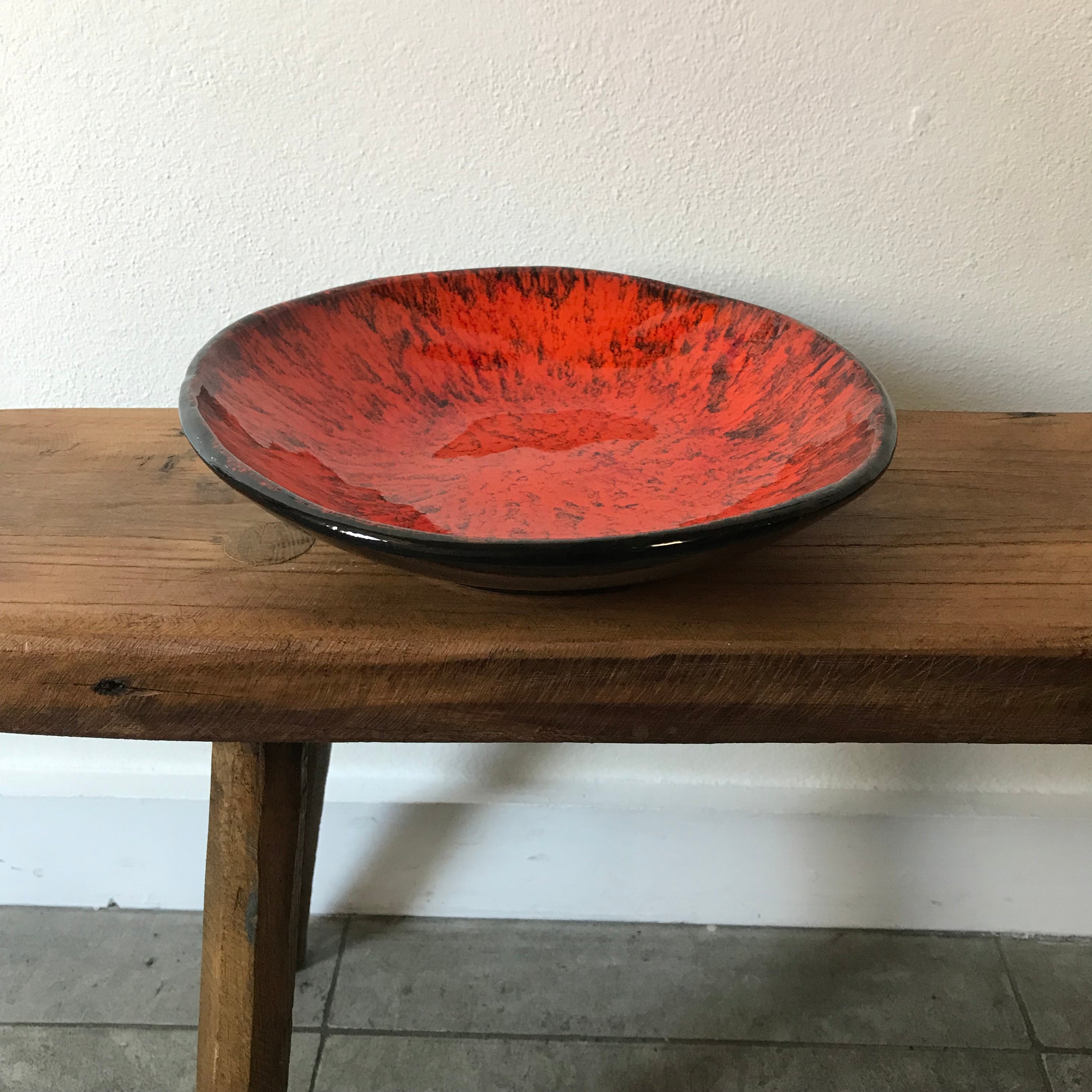 1970s West German Small Orange Decorative Plate