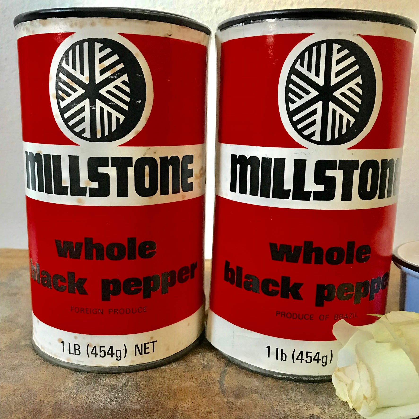 Pair of Vintage Black Pepper Tins