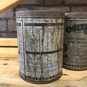 Pair of 1940s Baby's Milk Tins