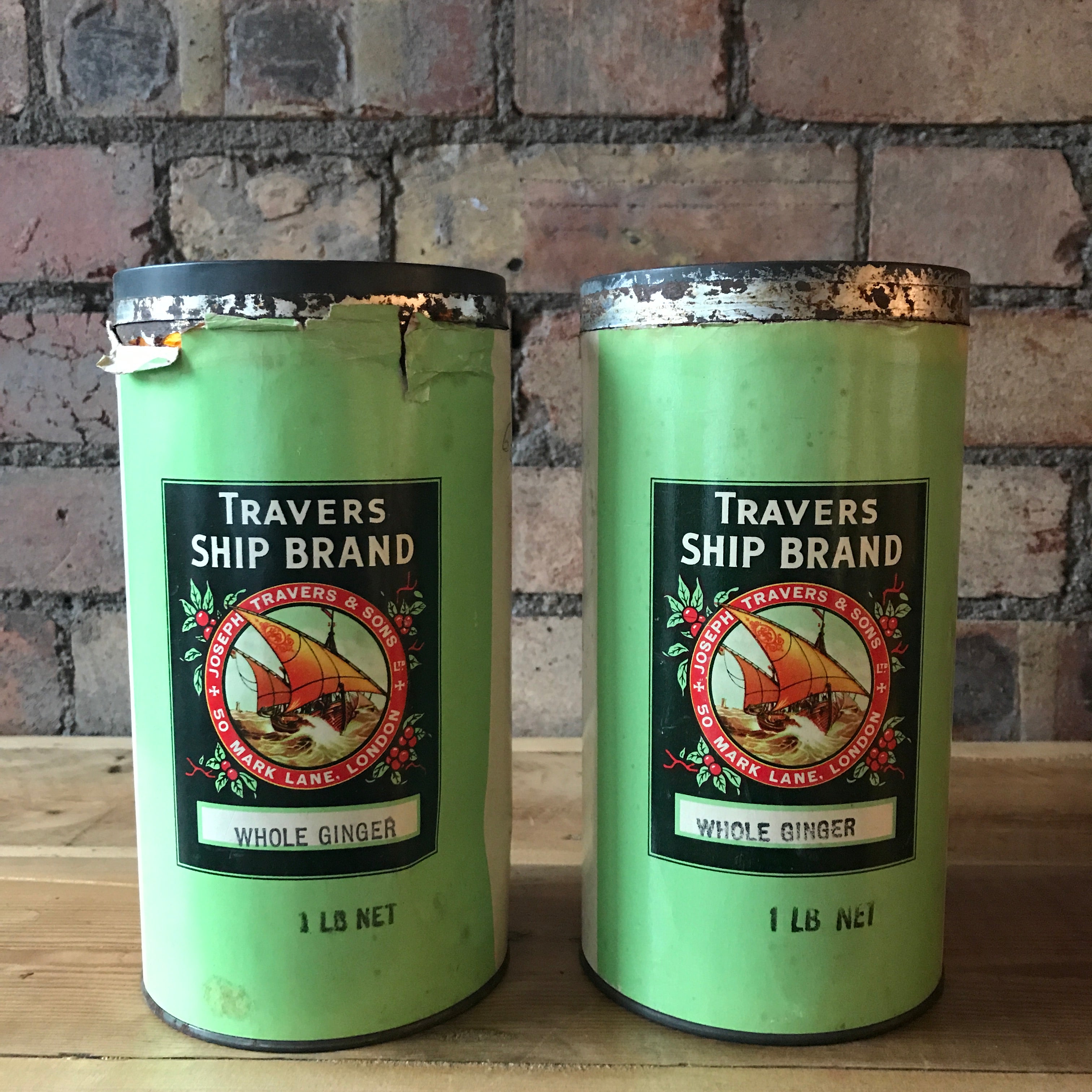 Pair of "Whole Ginger" Vintage Tins