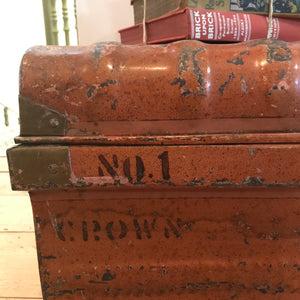 Large Metal Indian Vintage Trunk (Orange)