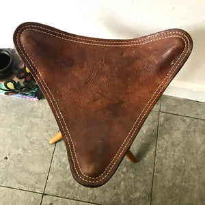 Vintage Leather Folding Stool