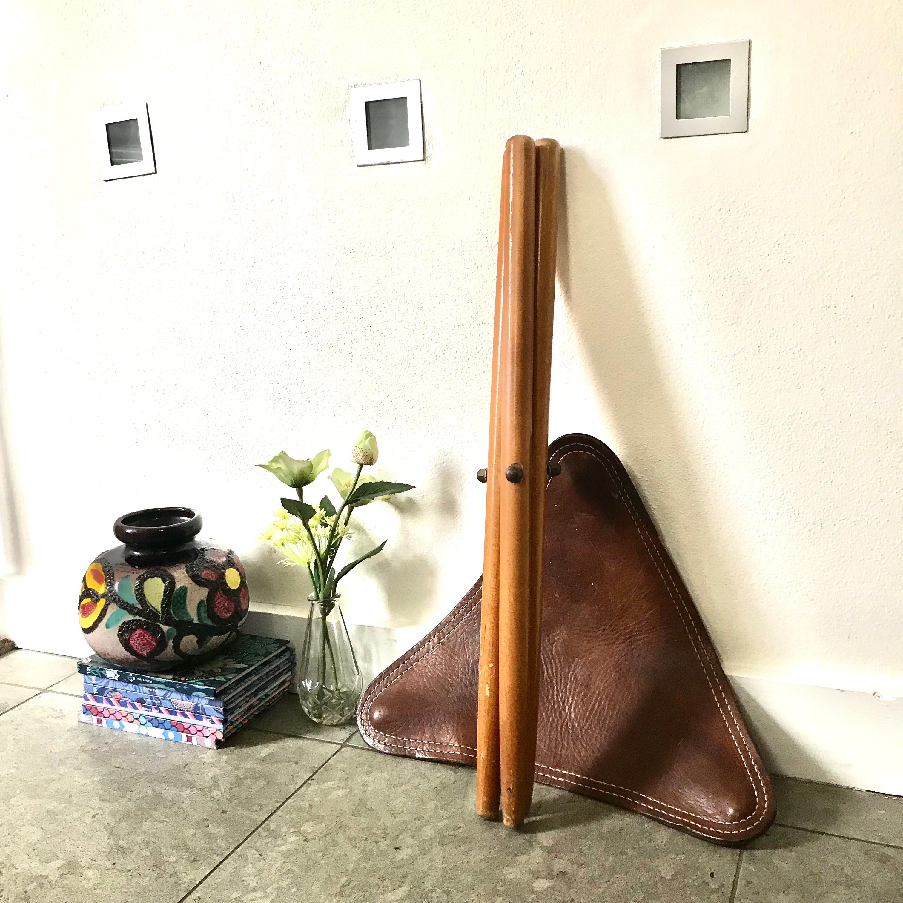 Vintage Leather Folding Stool