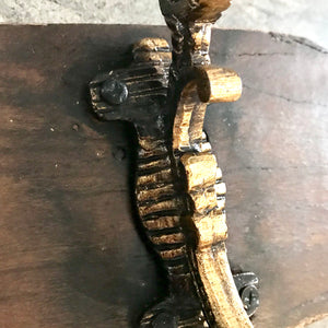 Vintage Wooden Coat Rack with 4 brass hooks