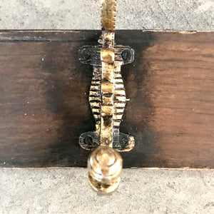 Vintage Wooden Coat Rack with 4 brass hooks