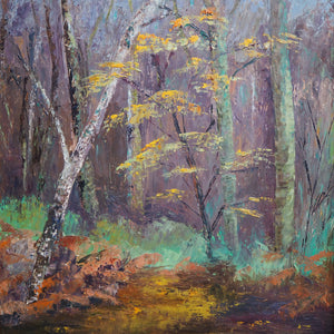 Woodland Scene: Large Signed Oil Painting