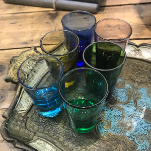 6 Mid Century Coloured Shot Glasses