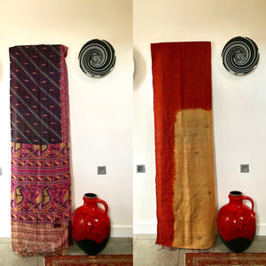 Antique Silk Sari Table Runner/Throw  (double-sided)