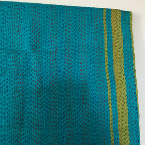 Double-Sided Silk Sari Table Runner (Turquoise and Blue)