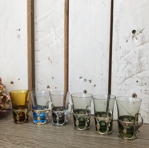 6 teeny coloured glasses