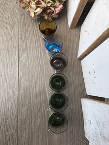 6 teeny coloured glasses