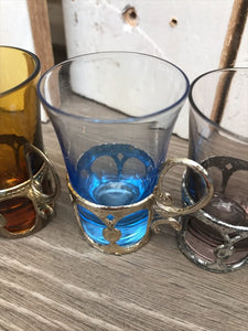 6 teeny coloured glasses
