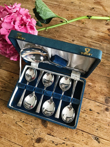 7-Piece Art Deco Dessert Spoon Set In Original Box