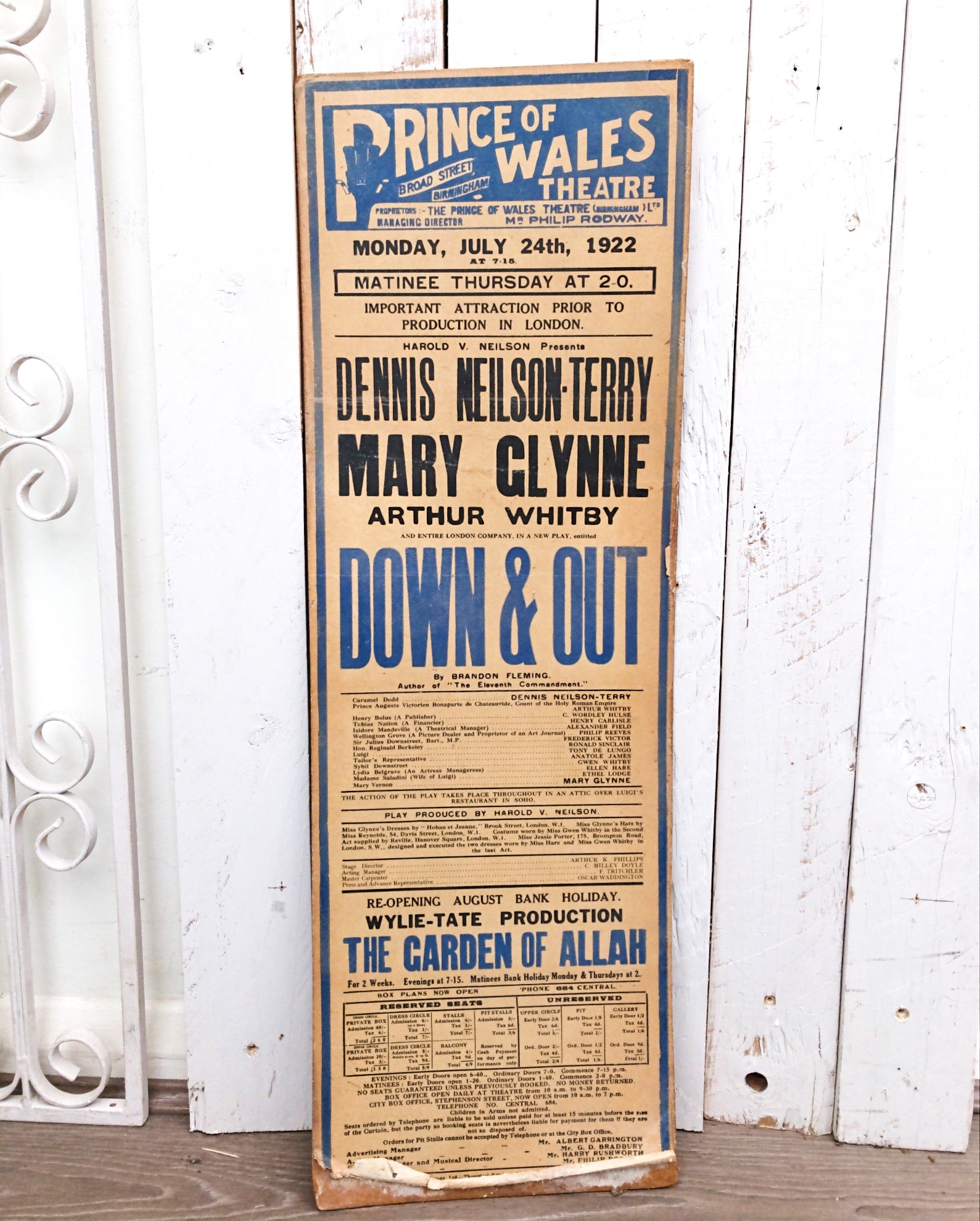 1920s Vintage Theatre Poster on Board