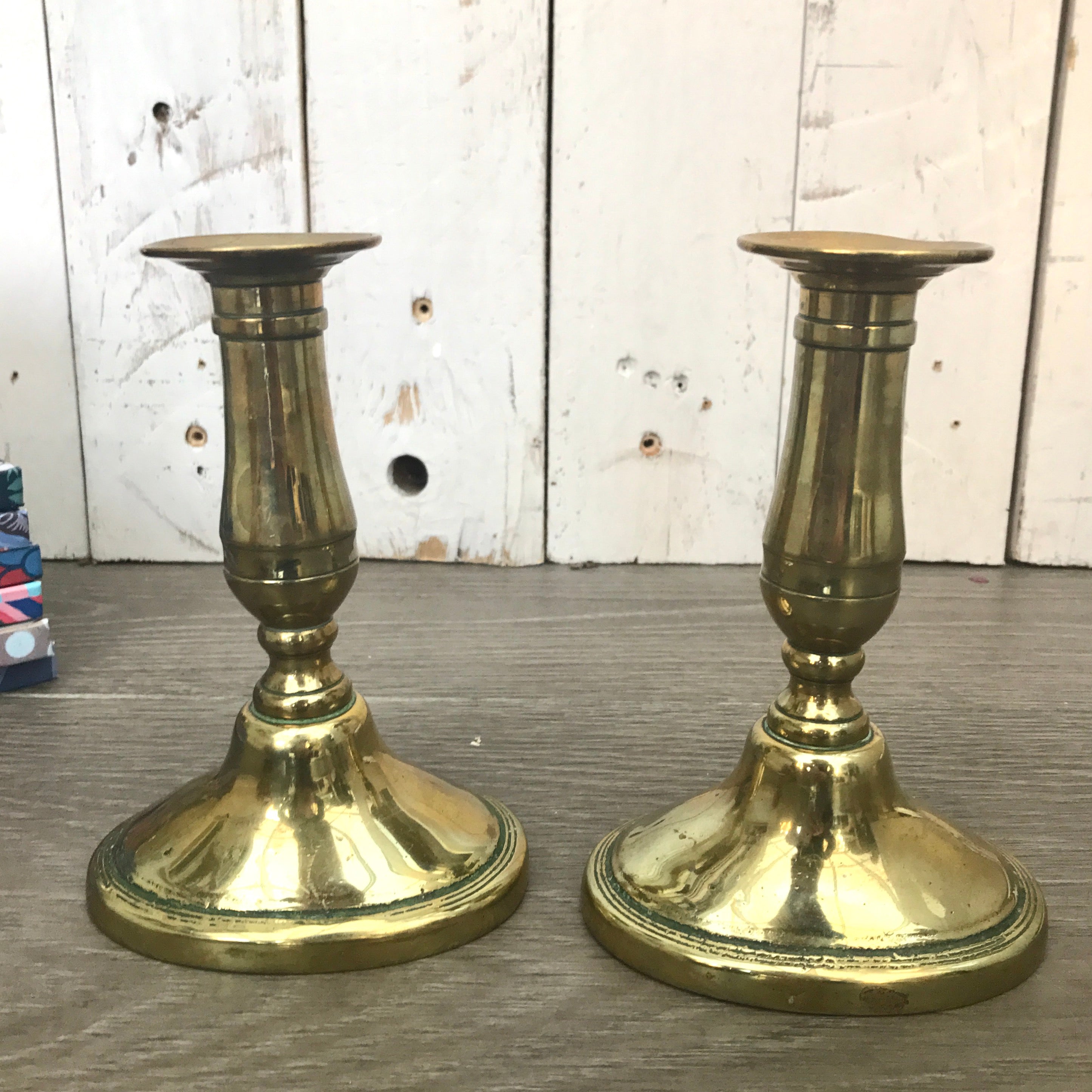 Small Vintage Brass Candlesticks
