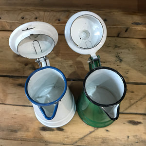 Pair of Little Vintage Enamel Jugs