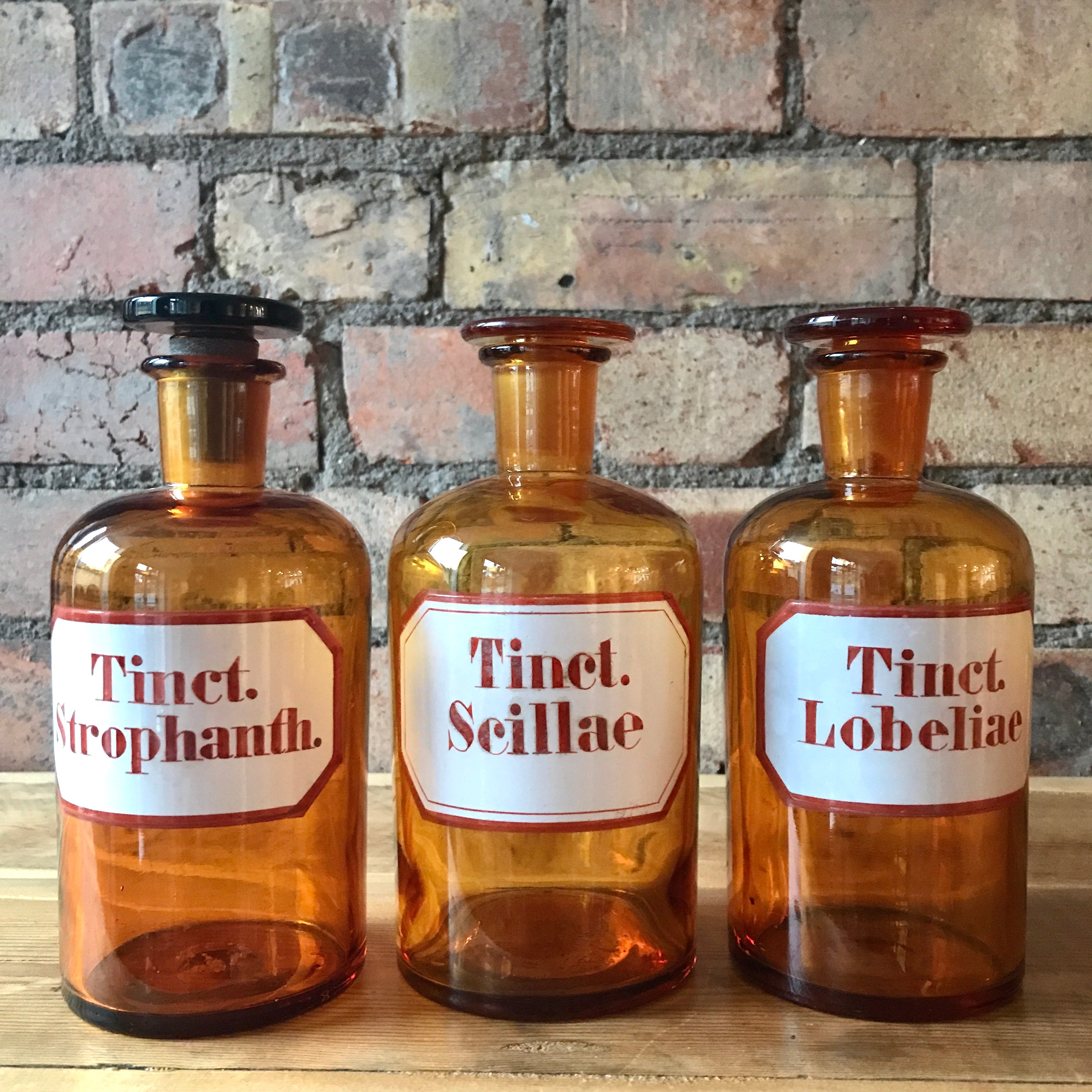 Trio of Vintage Apothecary Bottles