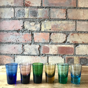 6 Mid Century Coloured Shot Glasses