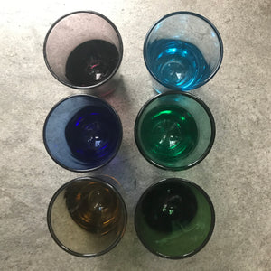 6 Mid Century Coloured Shot Glasses