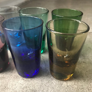 6 Mid Century Coloured Shot Glasses
