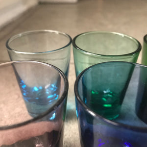 6 Mid Century Coloured Shot Glasses