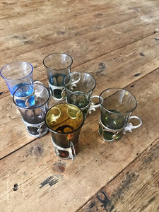 6 teeny coloured glasses