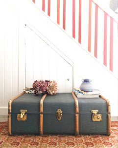 Large Grey Vintage Steamer Trunk