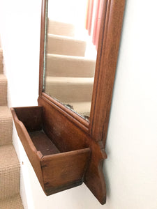 Victorian Wooden Wall Mirror with Shelf