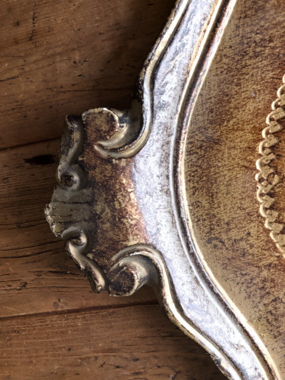 Florentine Vintage Wood Gilt Tray - White and Gold