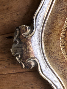 Florentine Vintage Wood Gilt Tray - White and Gold